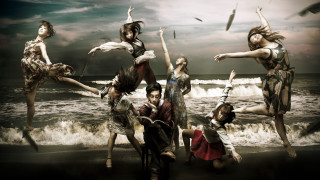 Beach group ocean birds clouds - top of a beach next free wallpaper