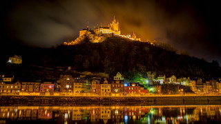 Castle hill city lights night - heidelberg school free wallpaper