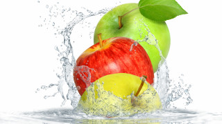 Green red apple splash water - top of it free wallpaper
