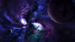 Space planet star aurora moon 4 - a distant object in the foreground free wallpaper