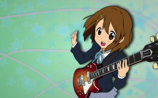 Girl guitar star background blue - a guitar free wallpaper
