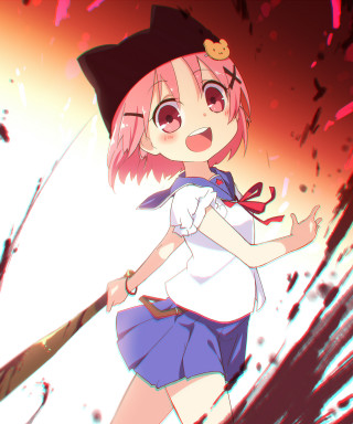 Girl hat baseball bat blood - sky free wallpaper