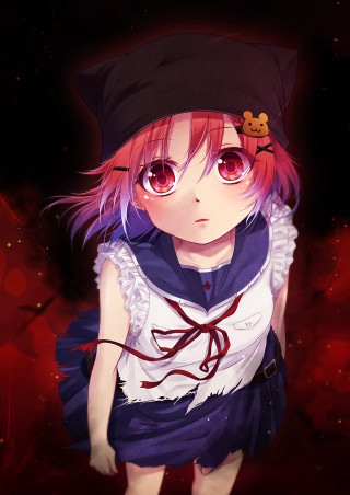 Girl red eyes hat dark - dark free wallpaper