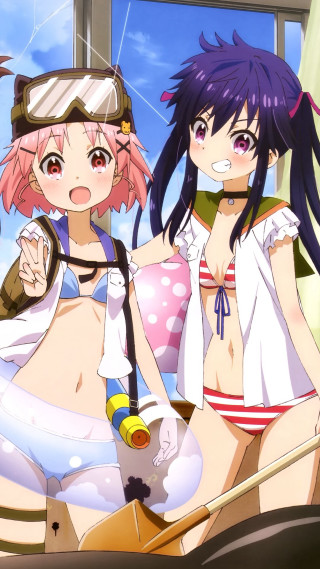 Anime girls bathing suits window 2 - suit free wallpaper