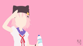 Woman cat head water bottle - her head holding free wallpaper