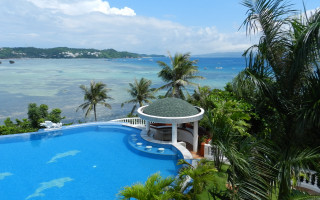 Large pool gazebo tropical beach - tropical free wallpaper