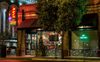 Neon storefront tree night tokyo - elbridge ayer burbank free wallpaper