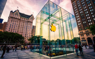 Glass building apple logo cityscape - neoism free wallpaper for desktop
