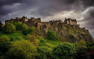 Castle hill clouds trees gothic - alexander johnston free wallpaper