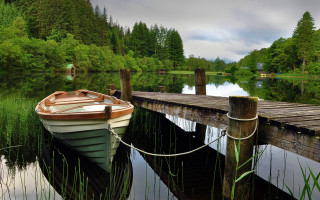 Lake dock forest clouds matte - alexander johnston free wallpaper