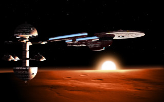 Space station red planet moon - a space station free wallpaper