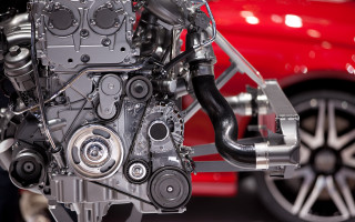 Car engine red background intricate - oil free wallpaper