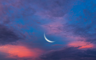 Crescent moon sunset clouds pink - sunset free wallpaper