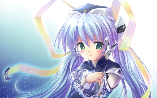 Anime girl long blue hair - rayonism free wallpaper