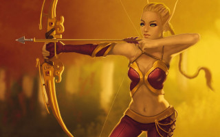 Woman bikini archer serious fantasy - a woman in a bikini holding free wallpaper