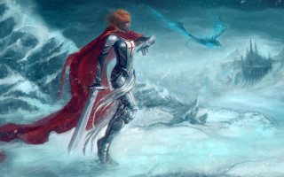 Red cape snow aurora starry - a red cape free wallpaper