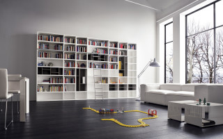 Living room shelf couch yellow - modular free wallpaper