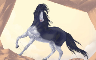 Horse cave sky background person - a cave free wallpaper