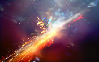 Bright light skyline stars ocean - the center of the image free wallpaper