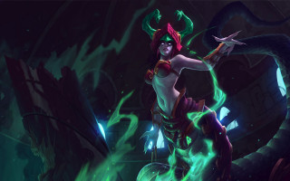 Green haired woman demon outfit - a sword free wallpaper for desktop