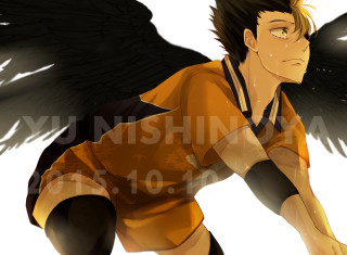 Man black wing yellow shirt - lineart free wallpaper