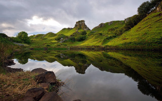 Lake green hills pond reflections - david paton free wallpaper