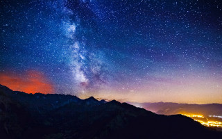 Night sky stars mountain city - the mountain free wallpaper