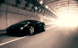 Black sports car tunnel sunlight - the tunnel free wallpaper