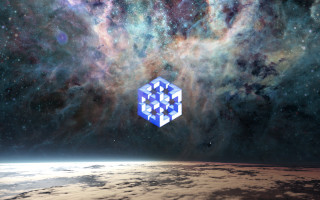 Cube space stars planet aurora - eden box free wallpaper