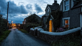 Night road house fence cloudy - bedwyr williams free wallpaper