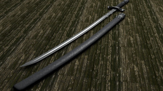 Sword wooden floor black handle - end free wallpaper
