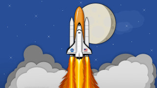 Rocket ship full moon clouds - 2 d game art free wallpaper