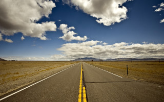 Long road sky cloud fence - empty free wallpaper