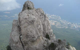 Mountain rock formation city sky - zenith view free wallpaper