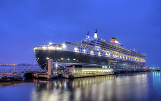 Cruise ship dock night precisionism - a dock free wallpaper