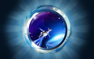 Space ship cat window blue - a screenshot free wallpaper for desktop