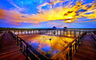 Wooden dock sunset pier boat - a wooden dock free wallpaper