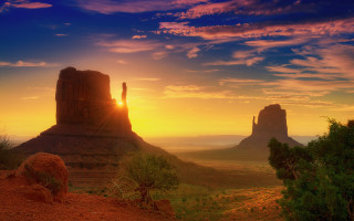 Sunset desert rock formation mountain 2 - distant free wallpaper