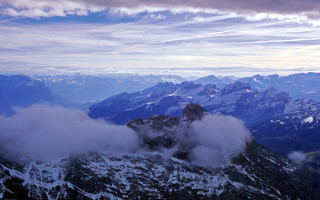 Mountain range clouds snow lake - carl hoppe free wallpaper