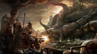 Giant octopus attack harbor battle - bastien lecouffedeharme free wallpaper