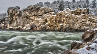 Rock formation river forest snow - the rock free wallpaper