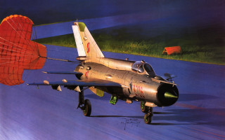 Fighter jet parachute runway grass - a fighter jet free wallpaper