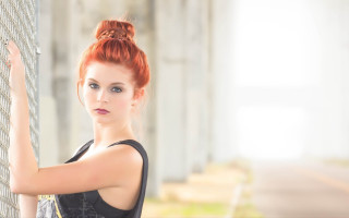Red hair fence portrait modern - contemporary fashion free wallpaper