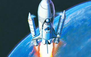 Space shuttle earth sun horizon - a space shuttle free wallpaper
