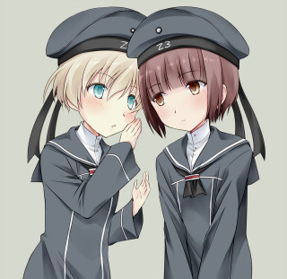 Anime girls hats uniforms covering - the other girl free wallpaper