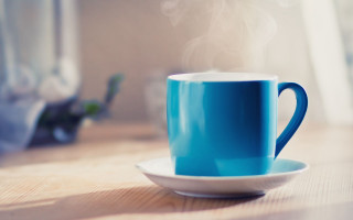 Blue cup steam saucer morning - steam free wallpaper