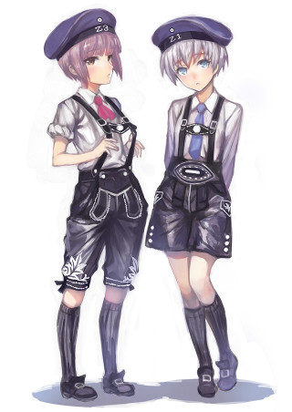 Anime 2girls hats ties sailor - a tie free wallpaper