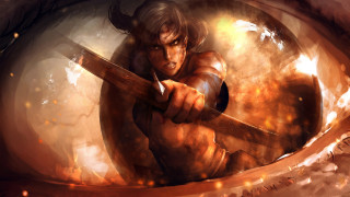 Fire sword demon fantasy battle - concept art free wallpaper