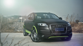 Black car neon green trim - matte finish free wallpaper for desktop