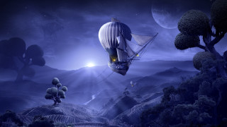 Hot air balloon full moon - hot free wallpaper